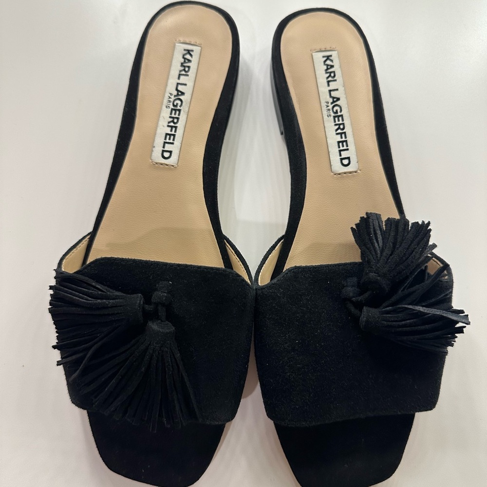 Karl Lagerfeld black slides sandals